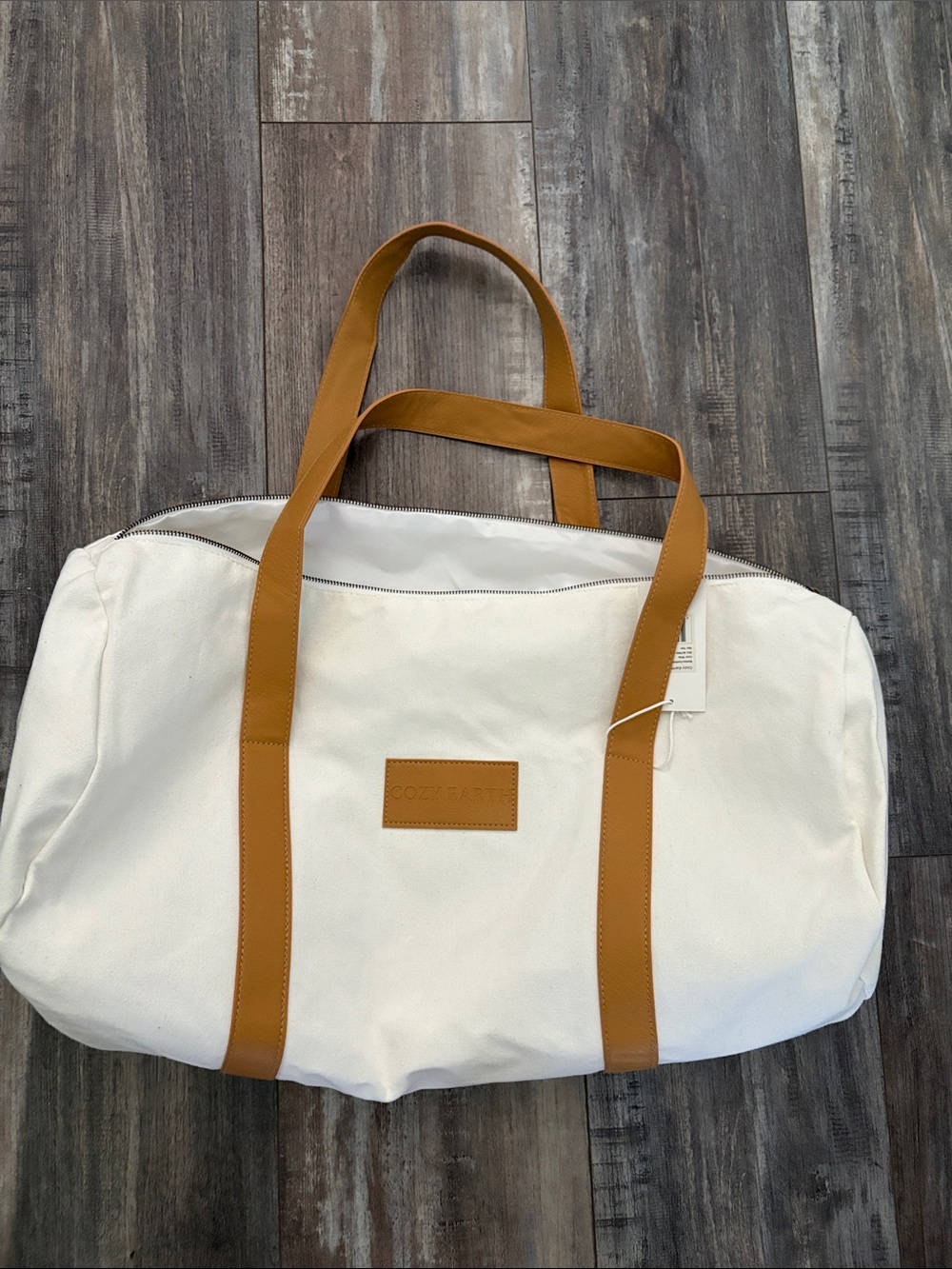 Cozy Earth Duffel Bag Womens White Canvas Top Handle Gym Workout Travel Outdoor